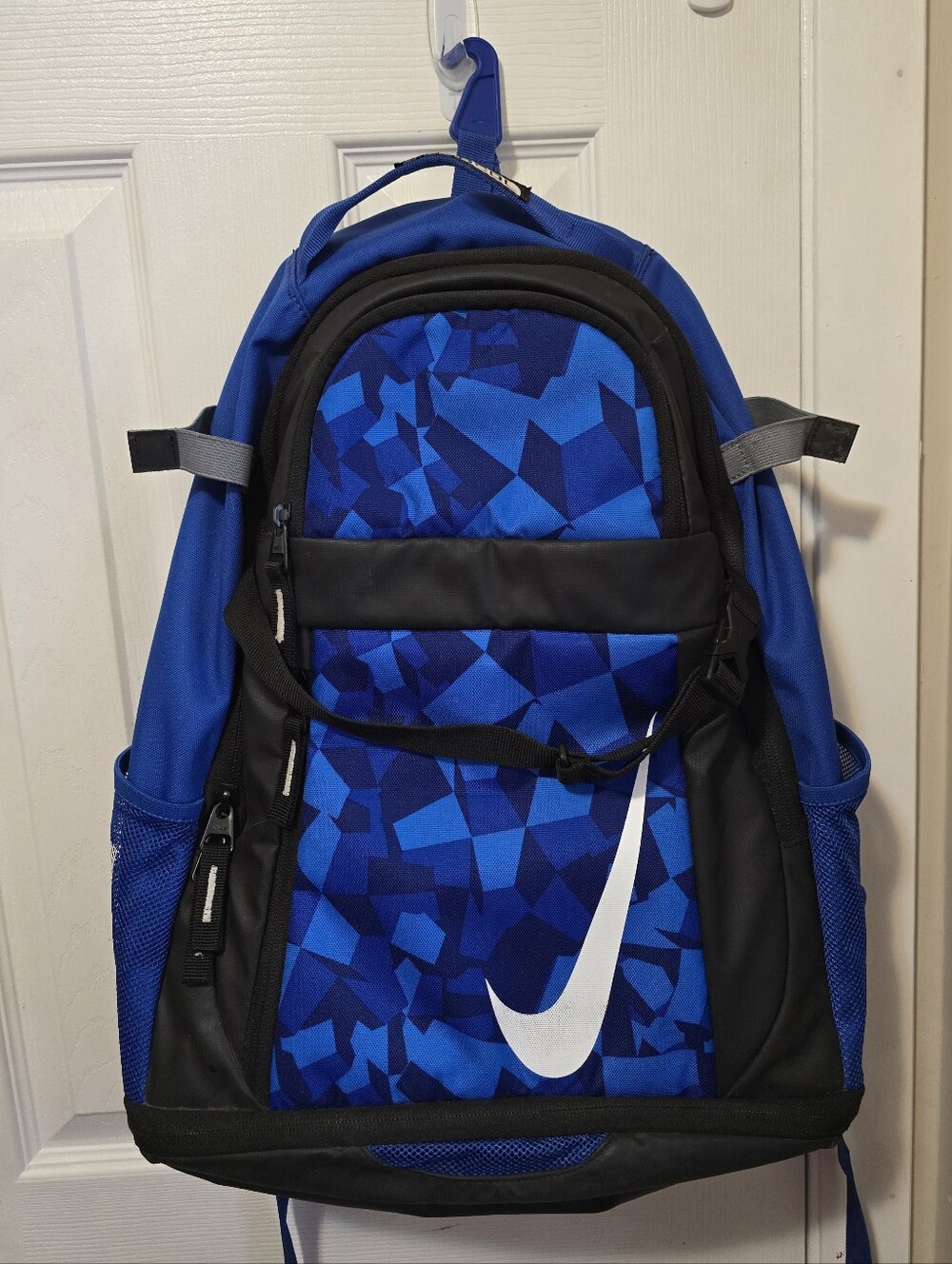 Nike Blue And Black Geometric Pattern Baseball/Softball Backpack